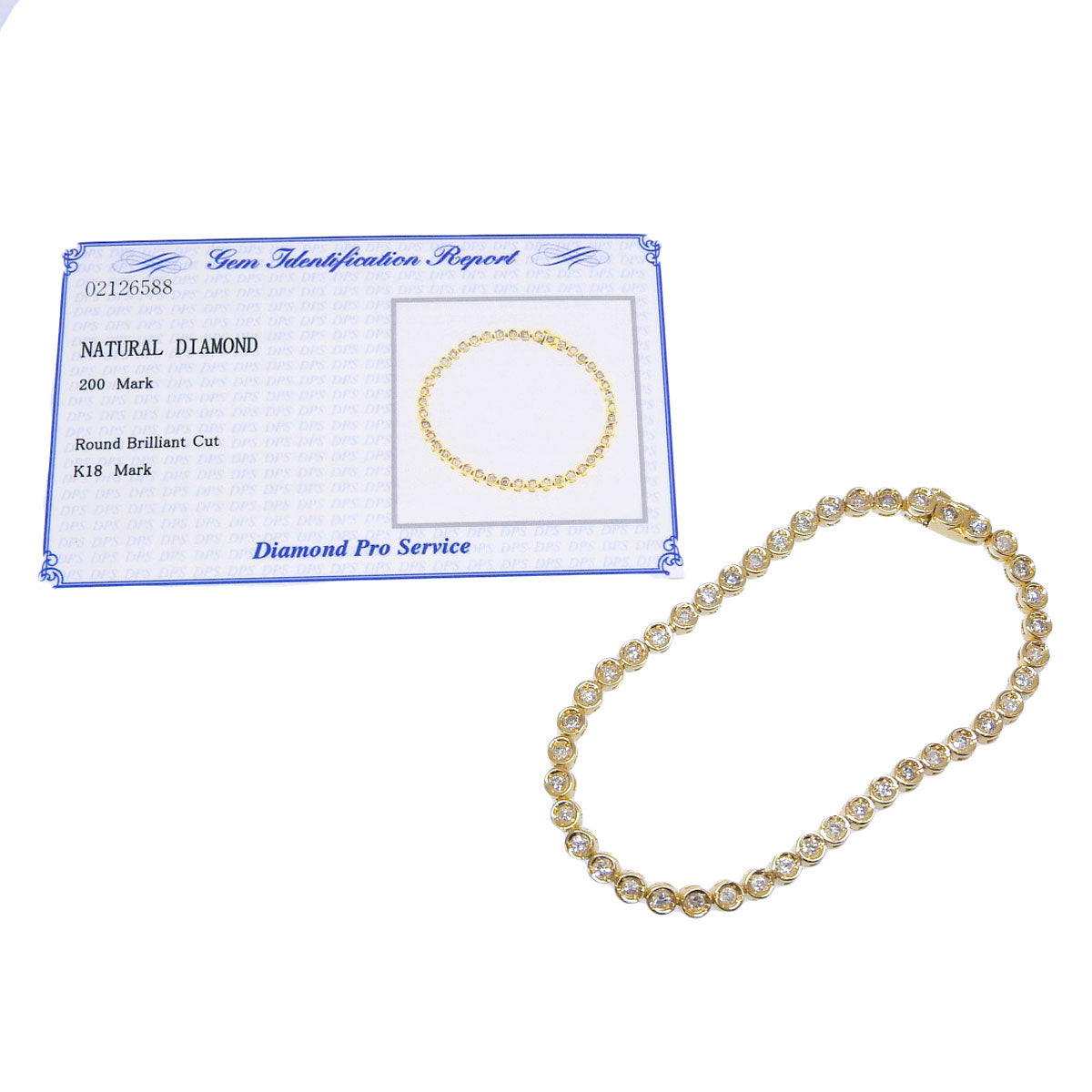 ダイヤモンド テニスブレスレット D2.00 K18 イエローゴールド YG