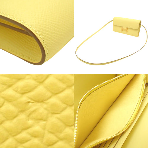 コンスタンス ロング トゥーゴー ジョーヌプッサン ヴォーエプソン ゴールド金具 Z刻印 2WAY ロングウォレット ショルダー クラッチ