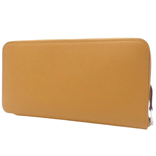 Azap 长款丝绸 Epsom 皮革手拿包,镀钯金属配件,芝麻色 W 印章