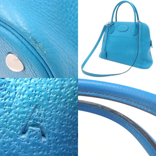 Bolide 31 Taurillon Clemence 皮革表带,配钯金配件,蓝色桑给巴尔,印章