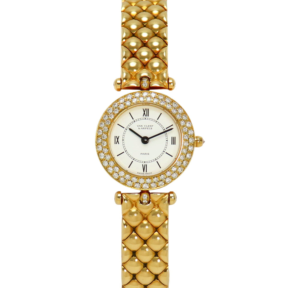 122632B2 Round YG Quartz White Diamond Bezel