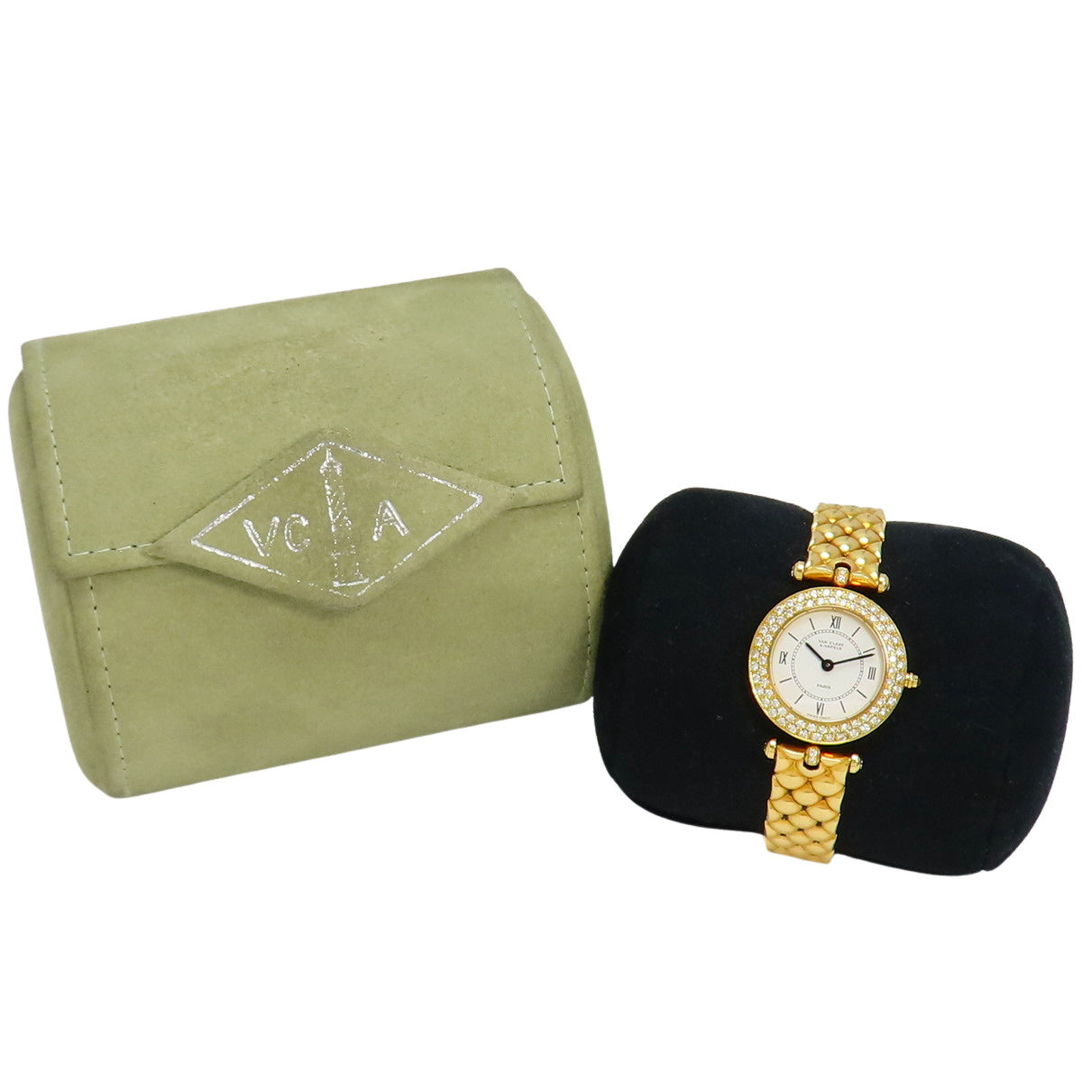122632B2 Round YG Quartz White Diamond Bezel