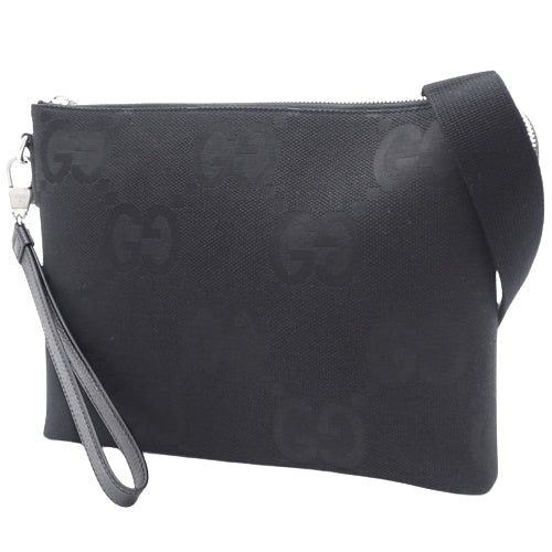 Jumbo GG 中号皮革和 Jumbo GG 帆布邮差包/手拿包 739668