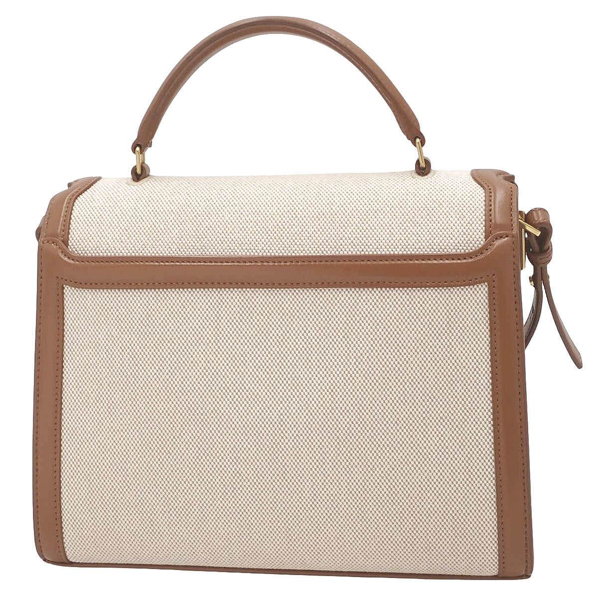 カサンドラ トップハンドルバッグ キャンバス レザー ベージュ ブラウン 578000