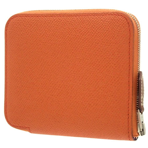 Azap Silkin Compact Tail Bateau Epsom Leather Mini Wallet with Palladium and Silver Hardware, Z Stamp, Zip-Around Closure