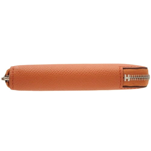 Azap Silkin Compact Tail Bateau Epsom Leather Mini Wallet with Palladium and Silver Hardware, Z Stamp, Zip-Around Closure
