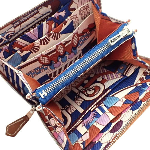 Azap Silkin Compact Tail Bateau Epsom Leather Mini Wallet with Palladium and Silver Hardware, Z Stamp, Zip-Around Closure