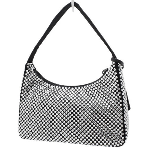 Prada Re-Edition 2000 Re-Nylon Mini Bag in Satin with Rhinestones and Crystals (1NE515)