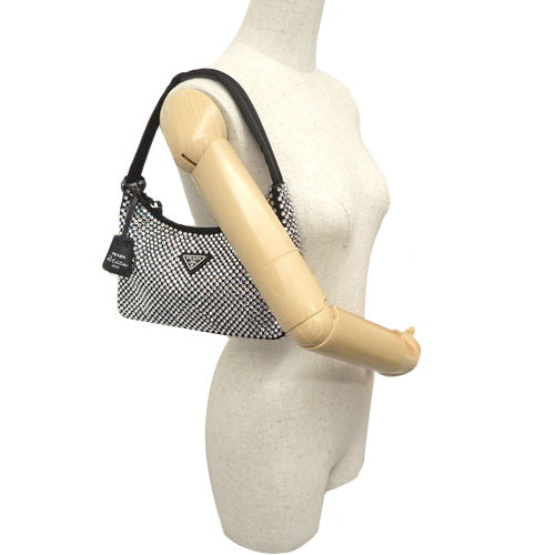 Prada Re-Edition 2000 Re-Nylon Mini Bag in Satin with Rhinestones and Crystals (1NE515)
