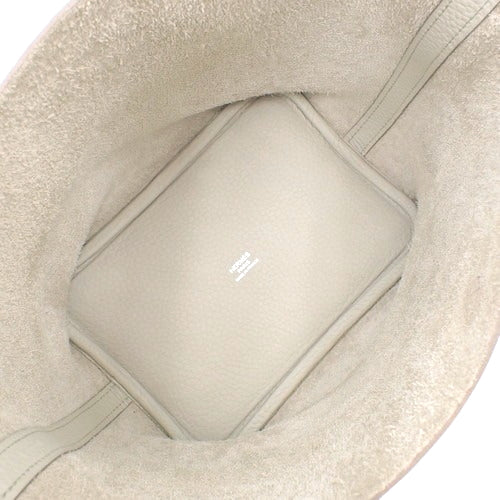 Picotin Lock PM tote bag, Triomphe Clemence leather, palladium hardware, Beton color, D stamp.