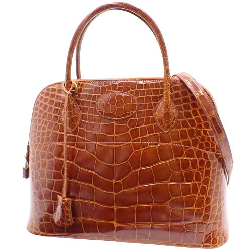 Bolide 31 两用单肩包,鳄鱼皮,米色,B 印章