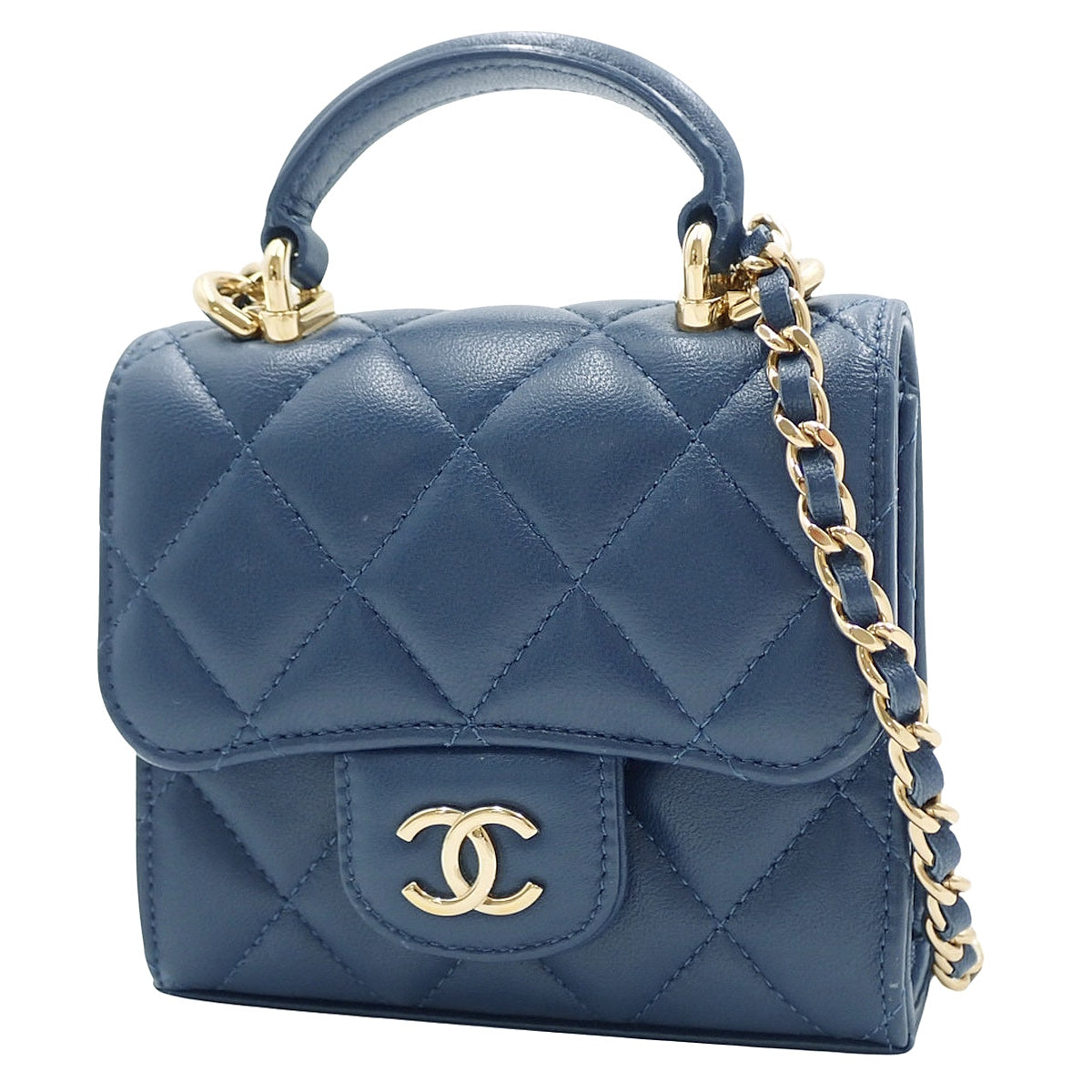 Matelasse Top Handle Mini Chain Shoulder Bag in Lambskin (AP2682)