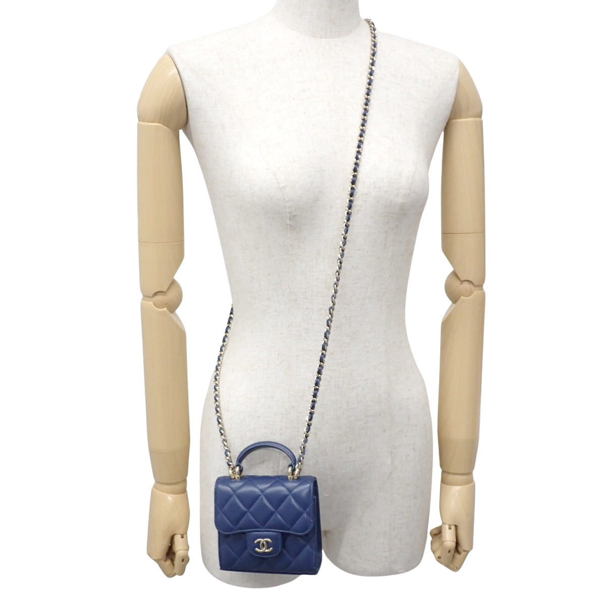 Matelasse 顶部手柄小羊皮迷你链条单肩包 (AP2682)