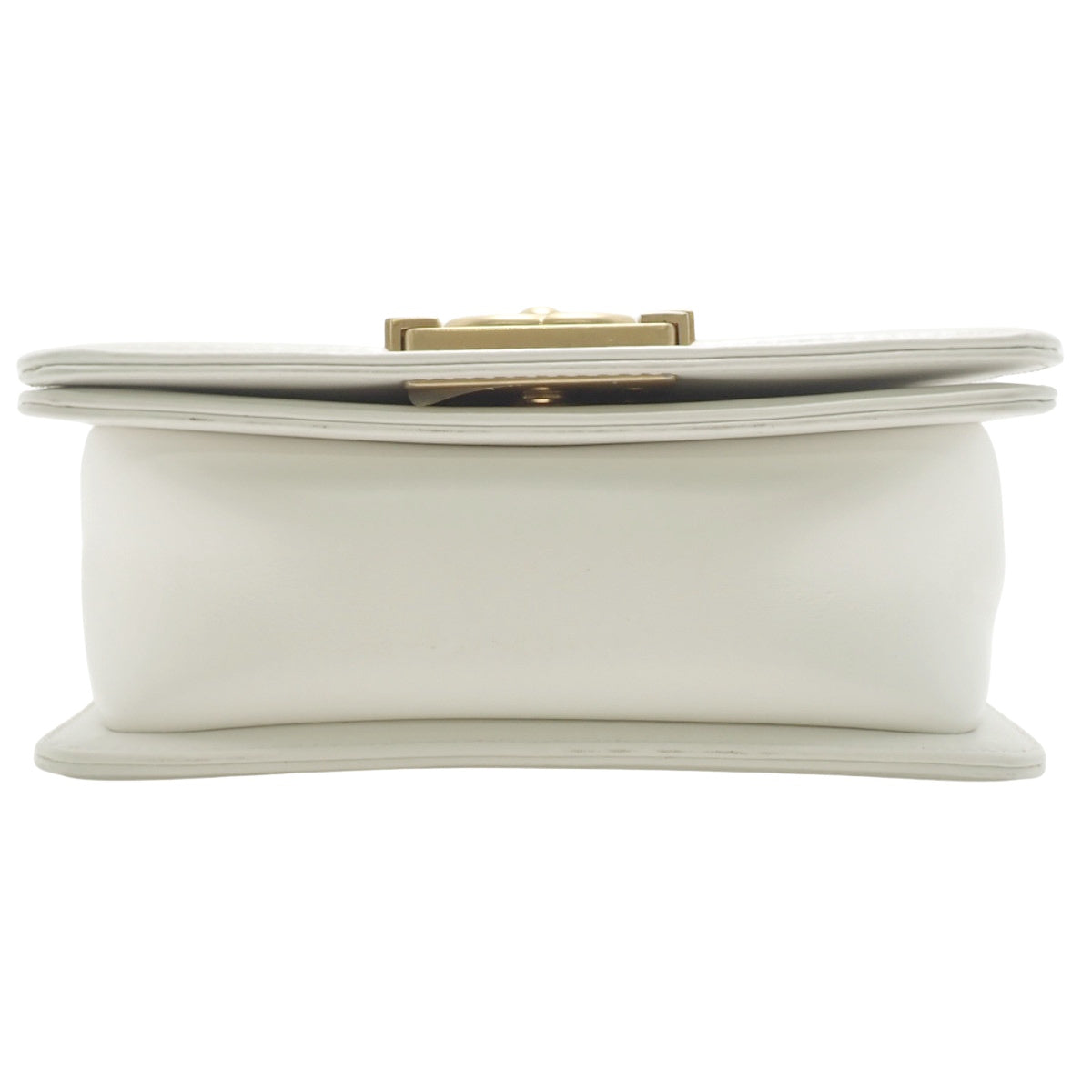 Boy Chanel Chain Shoulder Bag, Calfskin, White, AS3018