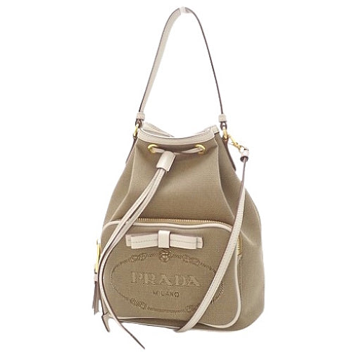 Logo Jacquard 2-Way Bag Canvas Leather 1BH097