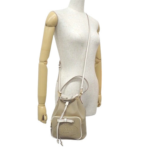 Logo Jacquard 2-Way Bag Canvas Leather 1BH097