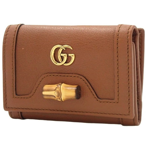 Diana 中号钱包,竹子迷你钱包,三折,双 G 皮革,658633