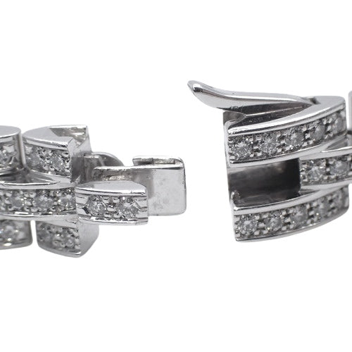 Maillon Panthère 精美三排密镶钻石手链,18K 白金和白金材质