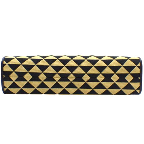 三角形徽标刺绣大号手袋,采用 Saffiano 皮革和三角形面料制成,TRIANGOLO JACQUARD NERO+CORDA,1BA356_2FKL_F0Y30_V_OOM