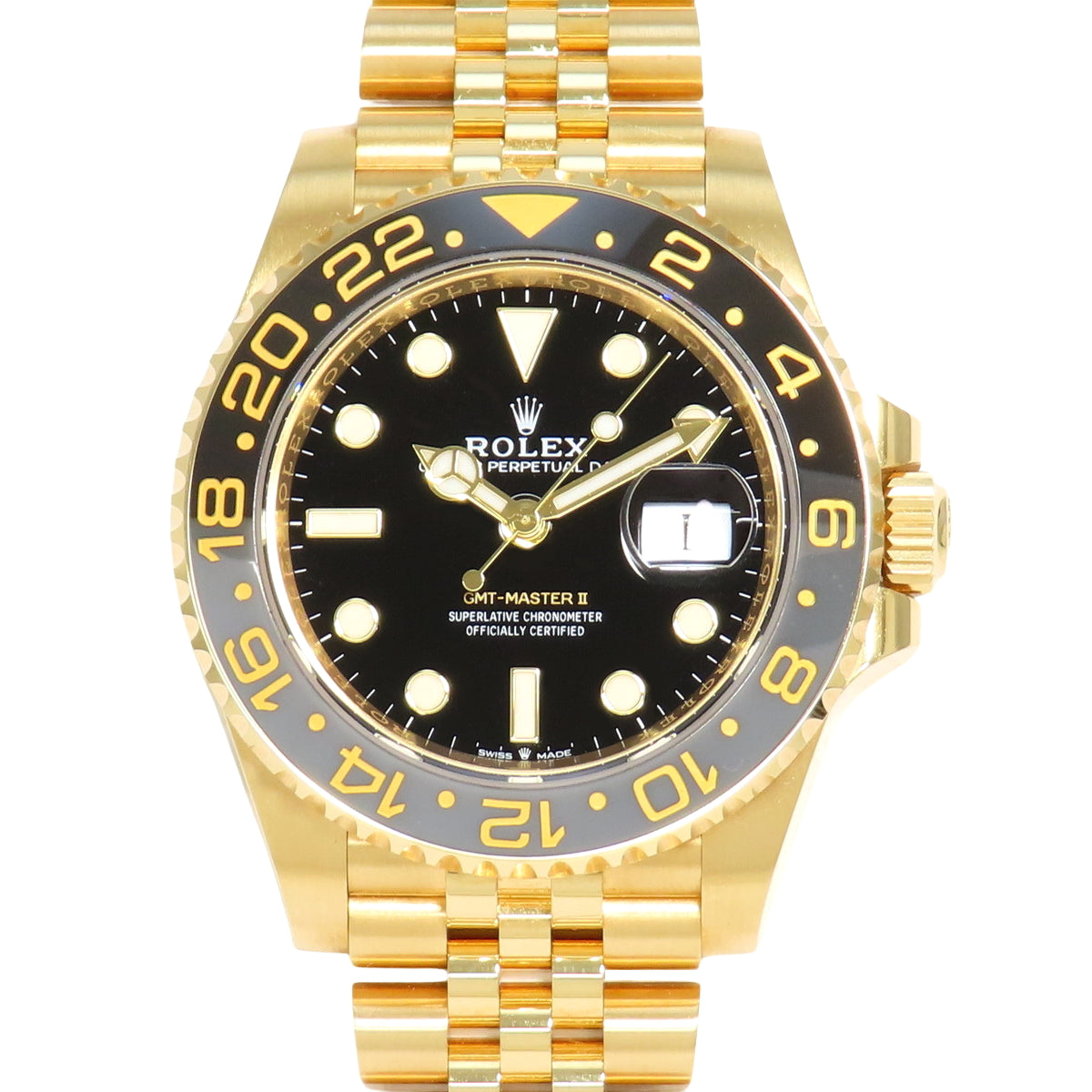 126718GRNR GMT-Master II K18 Yellow Gold YG, random serial number, automatic winding, black dial.