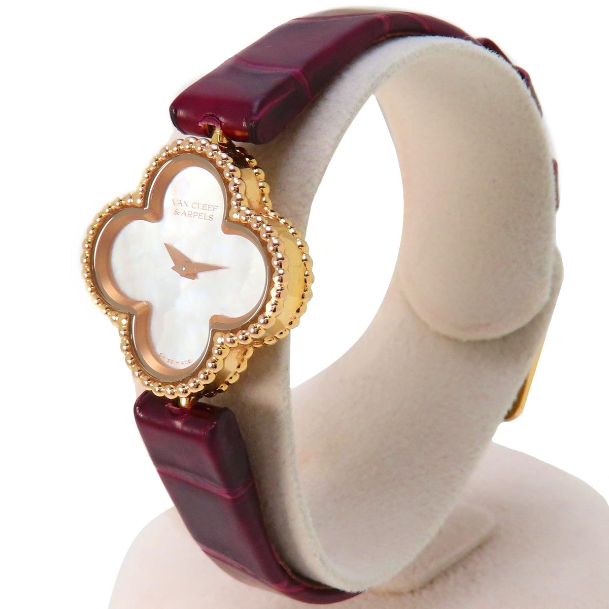 VCARO8SF00 スウィート アルハンブラ ウォッチ K18RG/革 クオーツ ホワイト