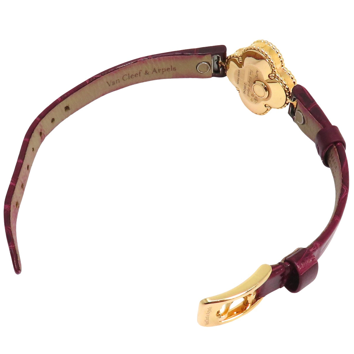 VCARO8SF00 スウィート アルハンブラ ウォッチ K18RG/革 クオーツ ホワイト