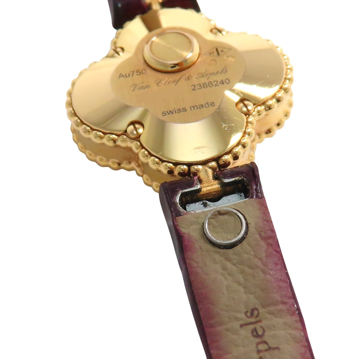 VCARO8SF00 Sweet Alhambra Watch, K18RG/Leather, Quartz, White