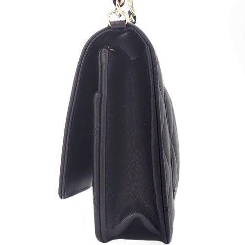 Matelasse Pearl Chain Long Wallet in Lambskin with Faux Pearls