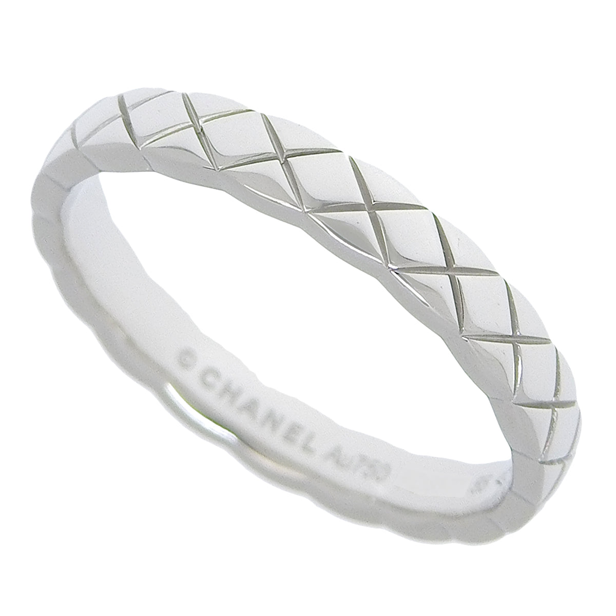 可可碎钻戒指 K18 白金 WG