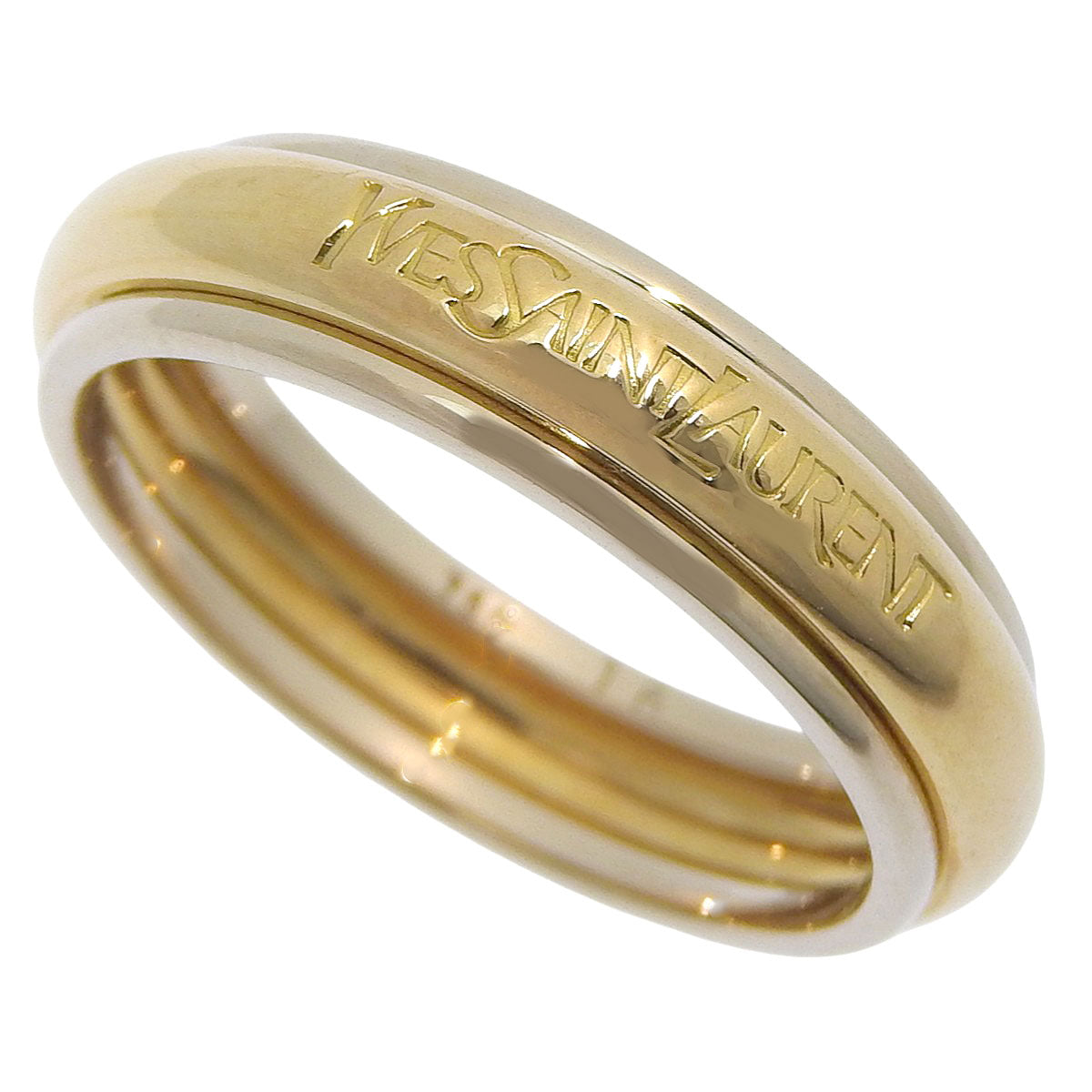 YSL 标志戒指,18K 黄金 (YG) 和 18K 白金 (WG)