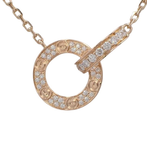 LOVE Necklace Pavé Diamond K18 Pink Gold PG Love Circle Necklace