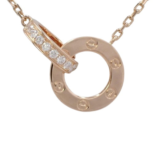 LOVE Necklace Pavé Diamond K18 Pink Gold PG Love Circle Necklace
