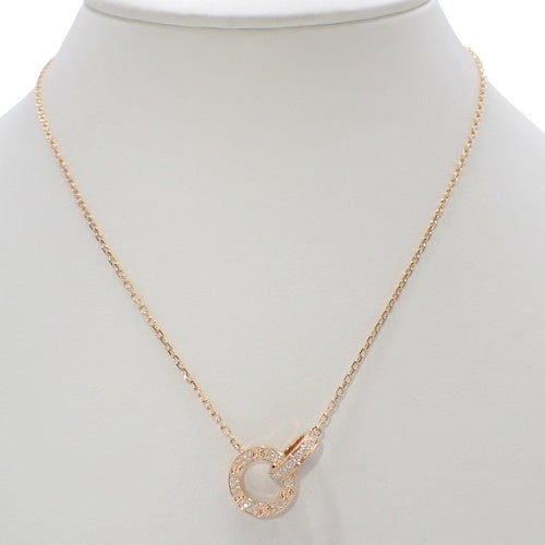 LOVE ネックレス パヴェ ダイヤモンド K18 ピンクゴールド PG ラブサークルネックレス