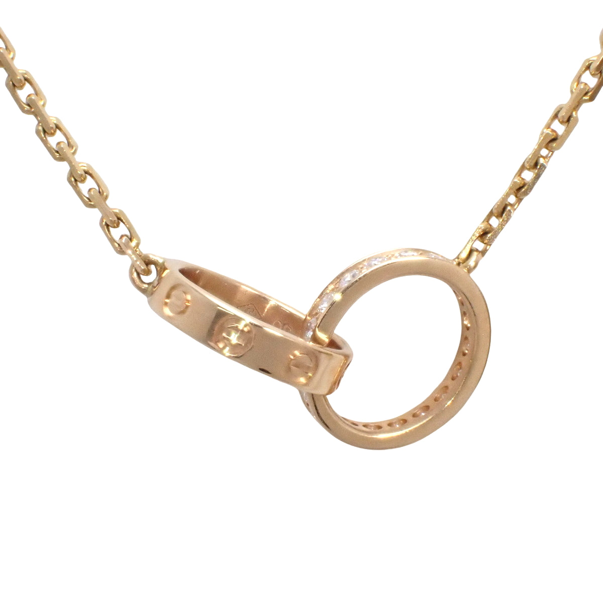 LOVE Necklace Semi-Pavé Diamond 18K Pink Gold PG