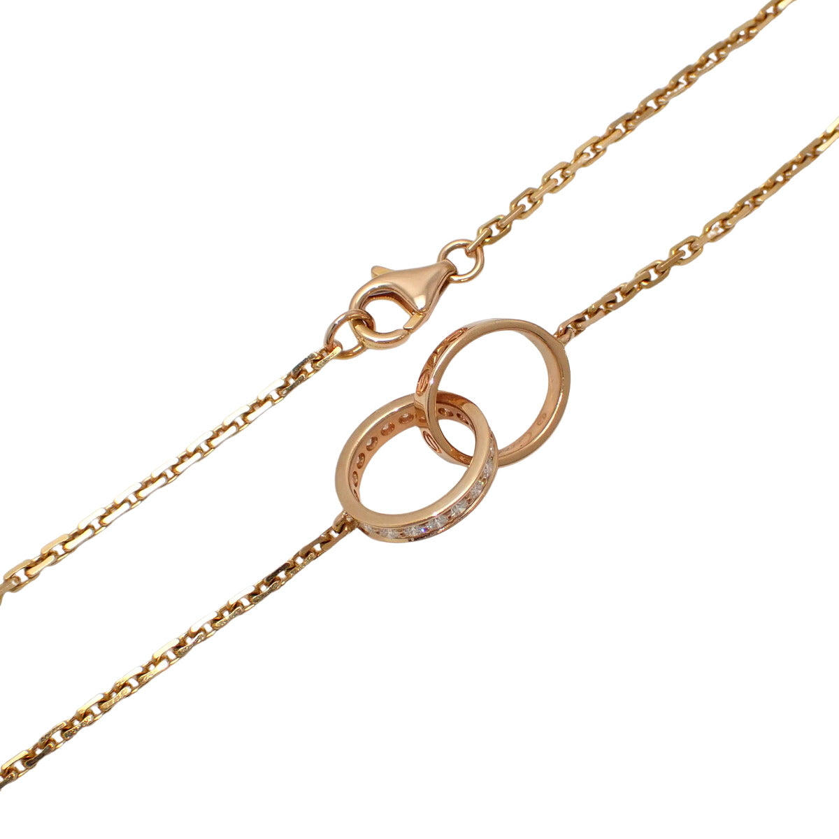 LOVE 项链 半密镶钻石 18K 玫瑰金 PG