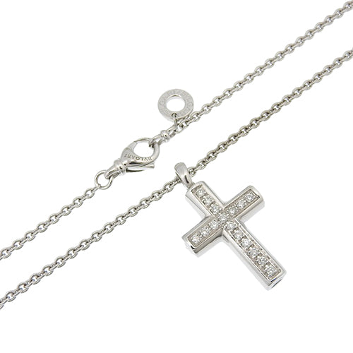 Latin Cross Necklace with Diamonds in 18K White Gold and WG