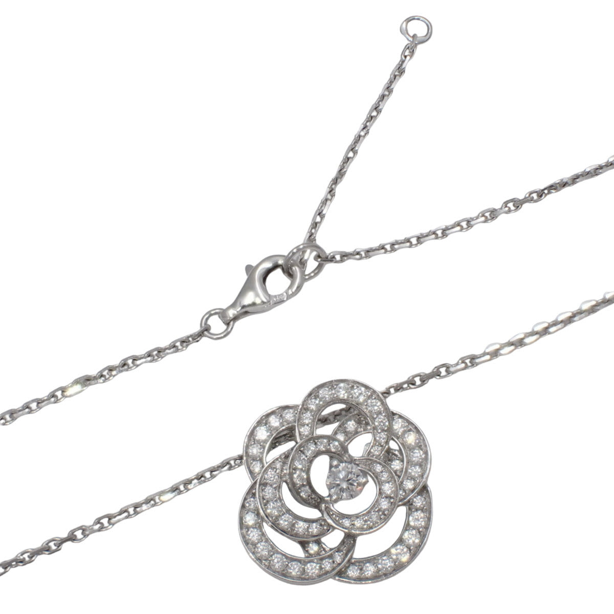 山茶花系列项链,中号款,钻石,18K 白金,白金