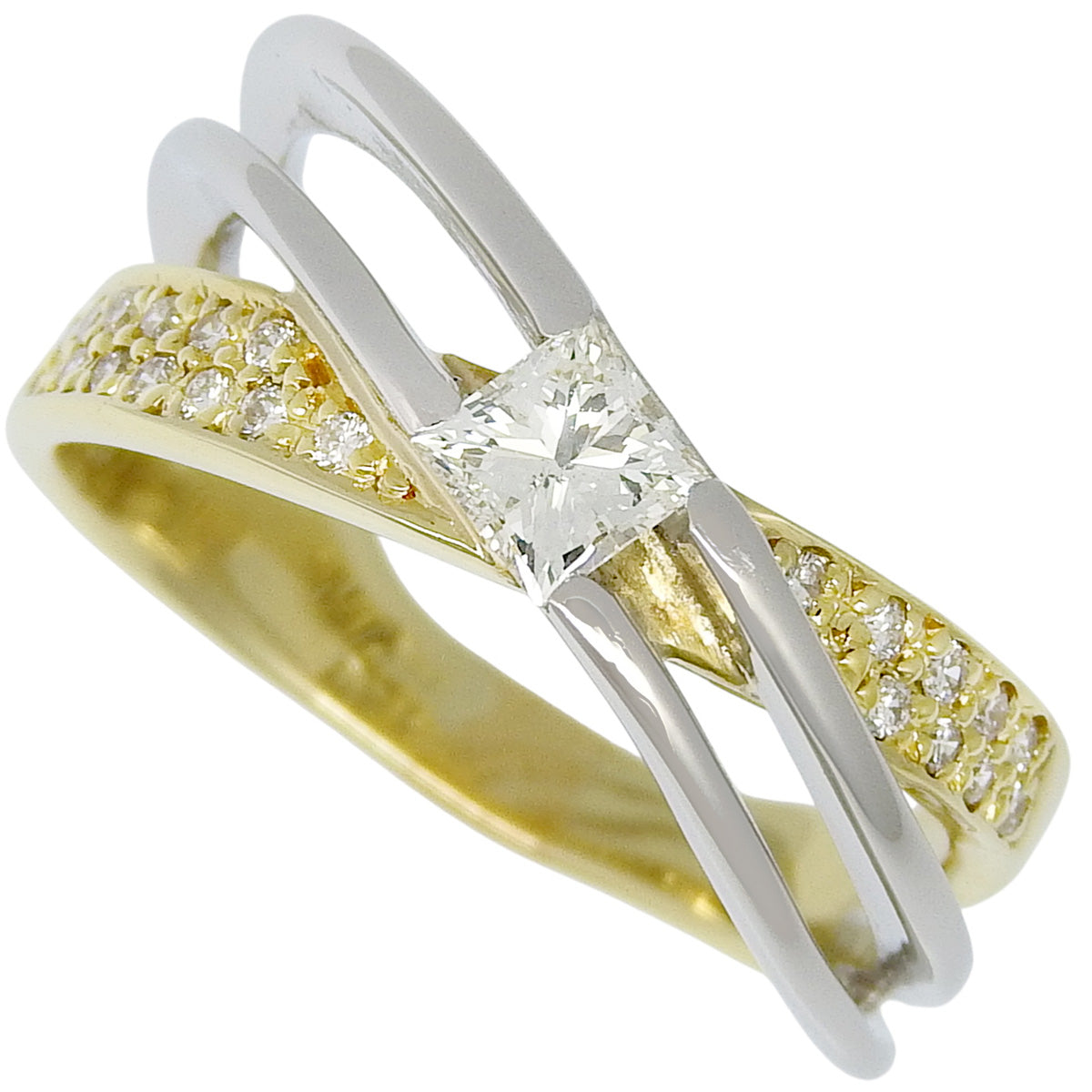 Diamond Ring D0.32,0.14 K18 Yellow Gold YG Pt900 Platinum