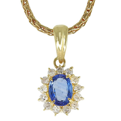 サファイア ダイヤモンド ネックレス S0.61/D0.17 K18 イエローゴールド YG