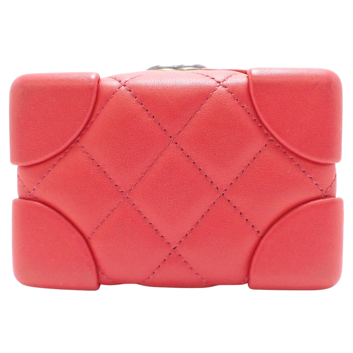 Matelasse Coco Mark Mini Vanity Bag, Lambskin, Red