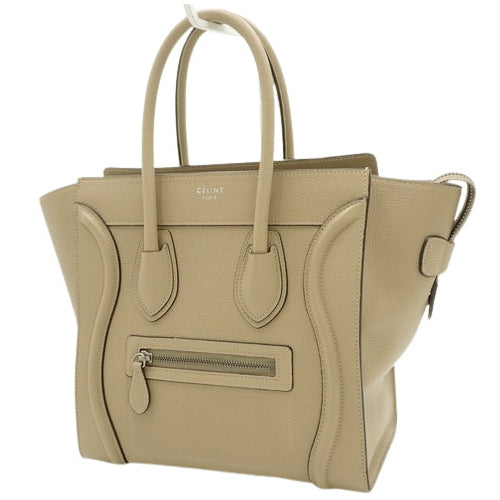 Luggage Micro Shopper Tote Bag in Old Logo Drummed Calfskin, Dune, 167793DRU.03UN
