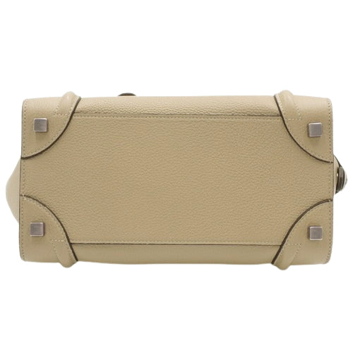 Luggage Micro Shopper Tote Bag in Old Logo Drummed Calfskin, Dune, 167793DRU.03UN