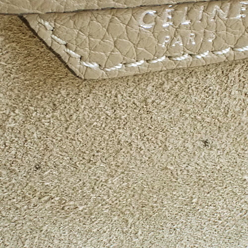 Luggage Micro Shopper Tote Bag in Old Logo Drummed Calfskin, Dune, 167793DRU.03UN