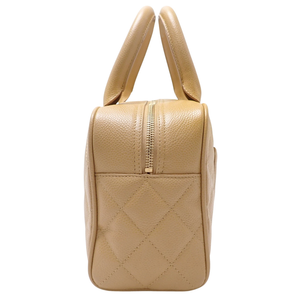 Matelasse Mini Boston Bag, Caviar Skin, Beige
