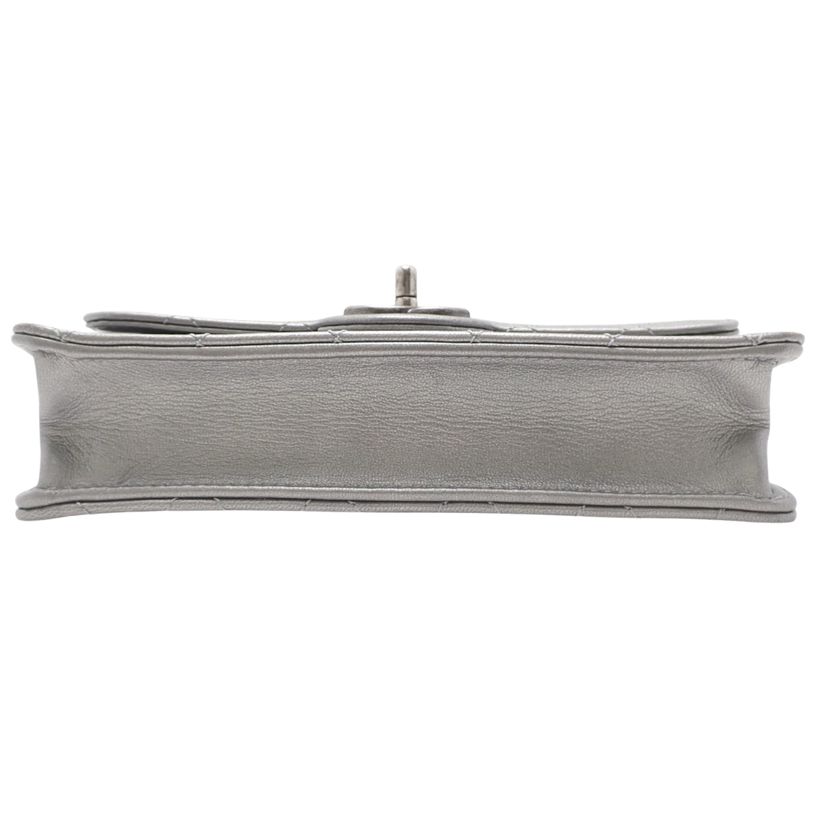 Matelasse Coco Mark Chain Shoulder Bag, Leather, Silver Gray
