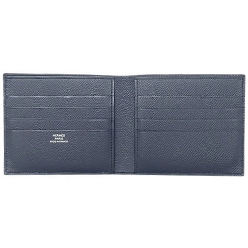 MC2 Copernicus Blue Indigo Epsom Leather Wallet with B Stamp, Bifold, Small