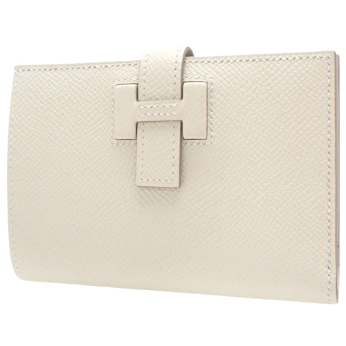 H Passant 紧凑型双折钱包,小物件,Epsom 皮革,钯金金属配件,Clé W 印章