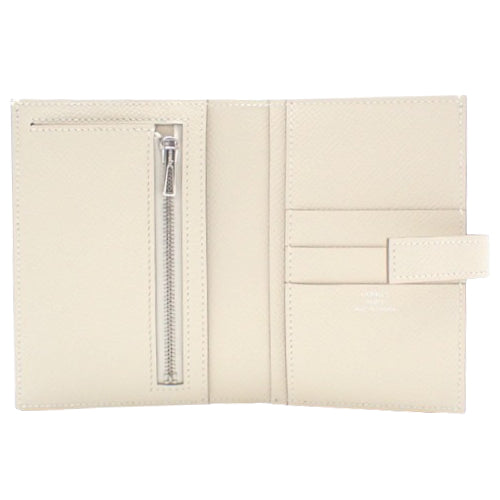 H Passant 紧凑型双折钱包,小物件,Epsom 皮革,钯金金属配件,Clé W 印章