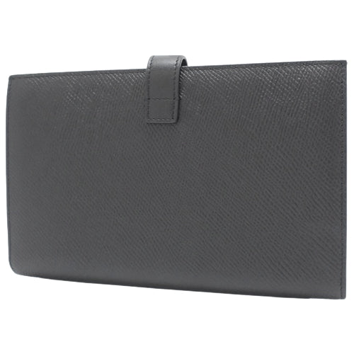 Large bifold strap wallet in grained calfskin
