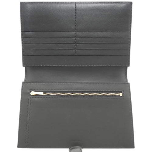 Large bifold strap wallet in grained calfskin